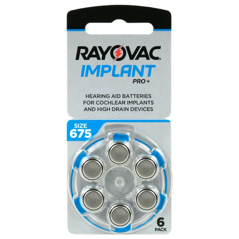 6 x Rayovac 675 IMPLANT PRO+ baterije za slušne aparate