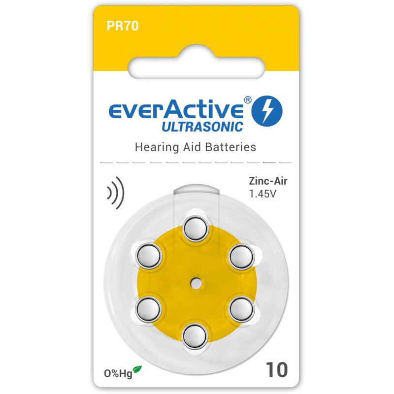 6 x everActive ULTRASONIC 10 baterije za slušne aparate