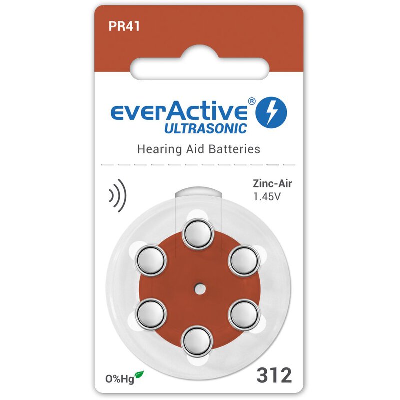 6 x everActive ULTRASONIC 312 baterije za slušne aparate