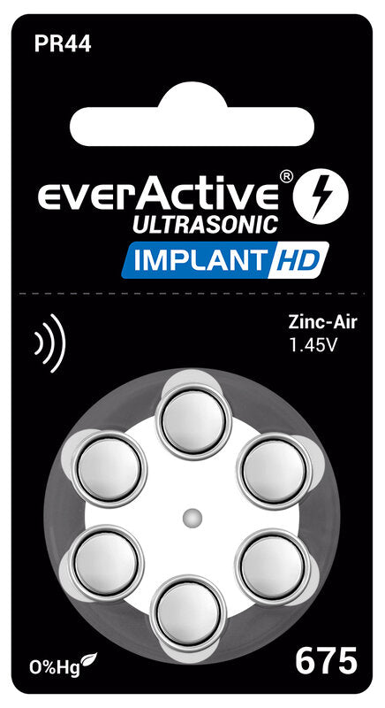 6 x everActive ULTRASONIC IMPLANT HD 675 baterije za slušne aparate