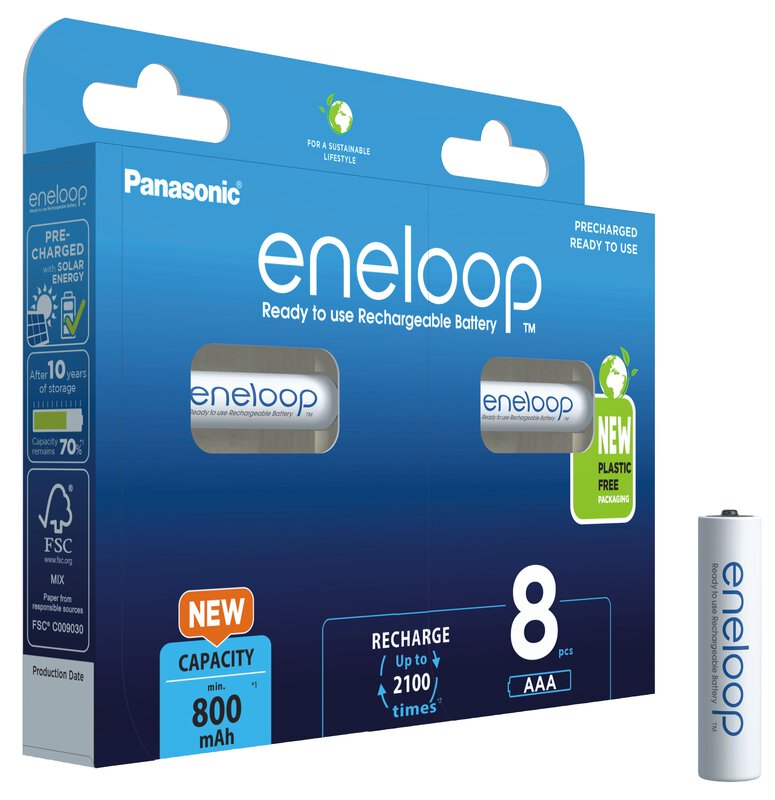 8 x Panasonic Eneloop AAA 800mAh Ni-MH rechargeable batteries