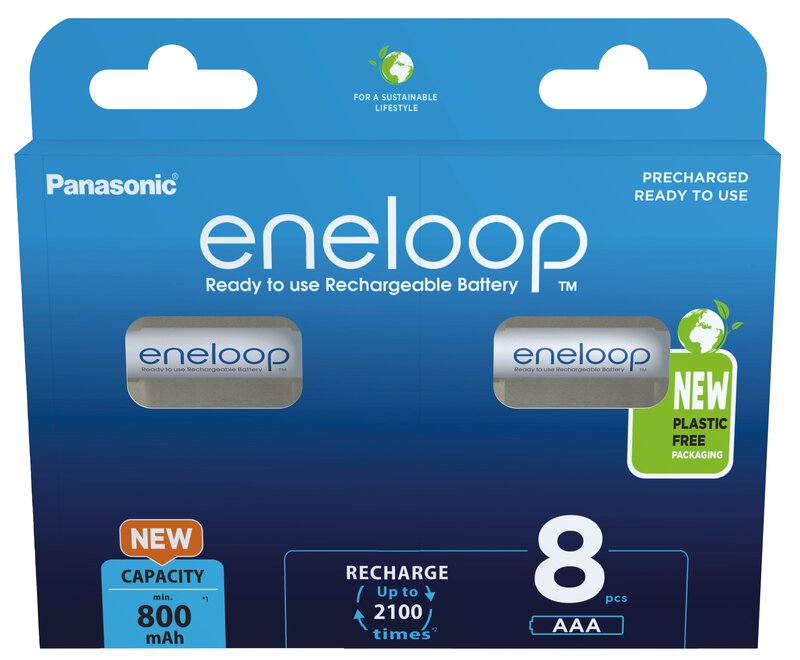 8 x Panasonic Eneloop AAA 800mAh Ni-MH rechargeable batteries