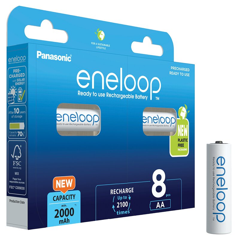 8 x Panasonic Eneloop AA 2000mAh rechargeable batteries