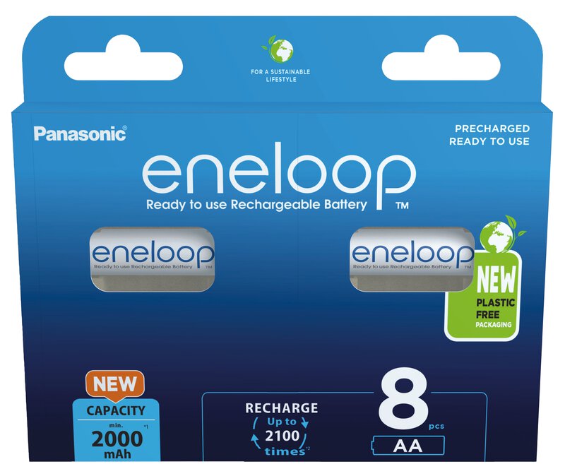 8 x Panasonic Eneloop AA 2000mAh rechargeable batteries