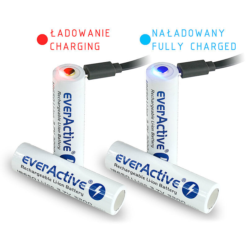 everActive 18650 3.7V Li-ion 3200mAh Micro USB Rechargeable Battery 